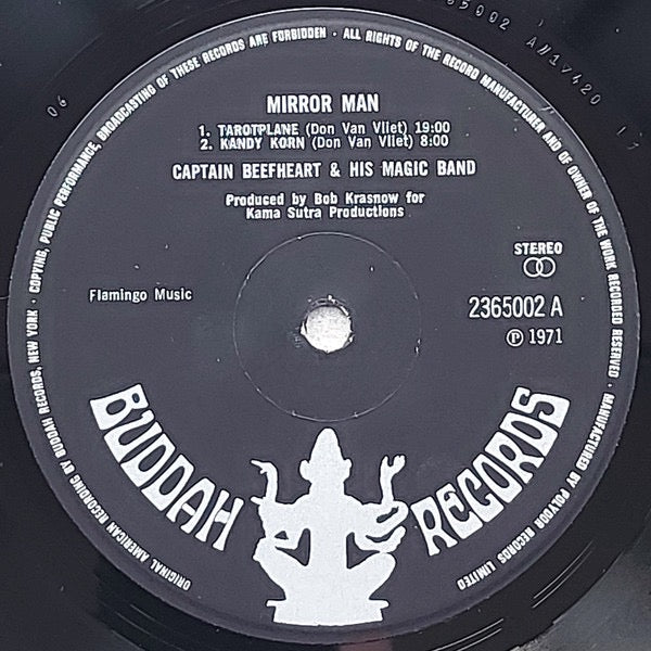 Image of Label Cover of LP - VG/VG - CAPTAIN BEEFHEART & HIS MAGIC BAND, Mirror Man (Buddah Records; 2365 002, UK 1971, Die Cut Gatefold Sleeve, Stereo), Sleeve worn & creased. Small pen mark on rear & inside gatefold., - 3016186C