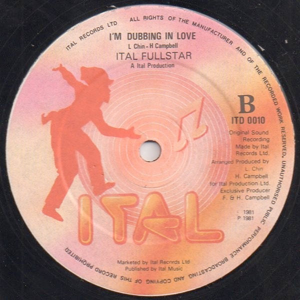 Image of Back Cover of 12" - G+/VG - DONNA RHODEN / ITAL FULLSTAR, I've Fallen In Love / I'm Dubbing In Love (Ital; ITD 0010, UK 1981, Company Sleeve), light scuffs - strong VG. original company sleeve, - 3046042S