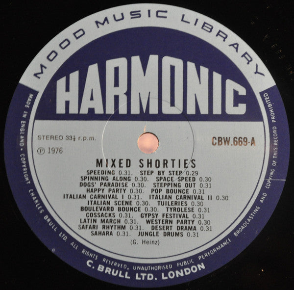 Image of Label Cover of 3345246S: LP - G. HEINZ - E. ILLIN, Mixed Shorties (Harmonic; CBW 669, UK 1976) Sticker Damage To Sleeve VG/VG