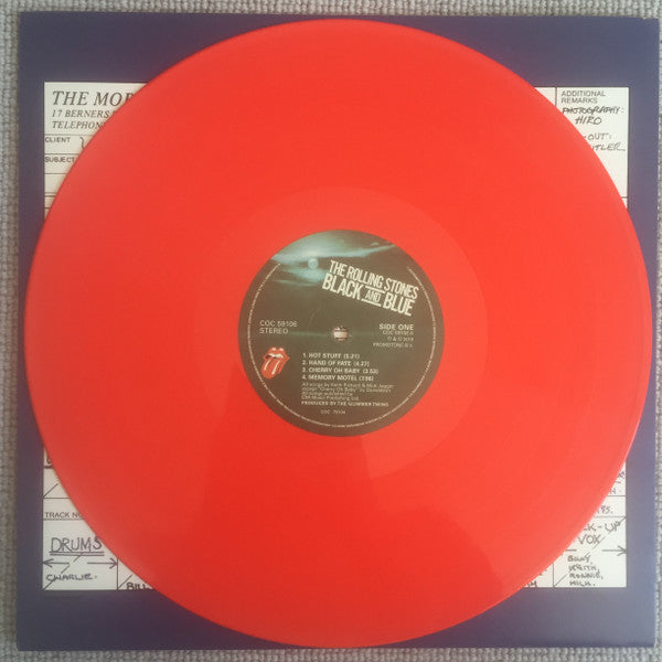 Image of Label Cover of 4915086C: LP - THE ROLLING STONES, Black And Blue (Rolling Stones Records; COC 59106, 2021 Reissue, Gatefold With Stickered Printed PVC , Inner & Insert, Stickered Outer Plastic Sleeve, Red Vinyl, Half-Speed Master, Limited Edition) Clean copy with PVC VG+/VG+