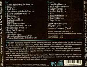 Image of Back Cover of 2xCD - VG+/VG+ - OSCAR PETERSON / JOE PASS, Oscar Peterson Et Joe Pass La Salle Pleyel (Pablo Records; 2CD-2625-705-2, Europe 1997, Jewel Case), , - 2336128E