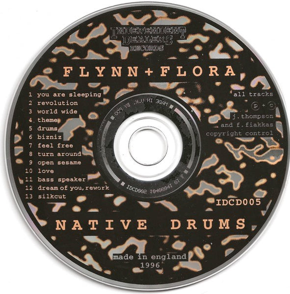 Image of Label Cover of CD - EX/EX - FLYNN+FLORA, Native Drums (Independent Dealers; IDCD005, UK 1996), , - 2256187S