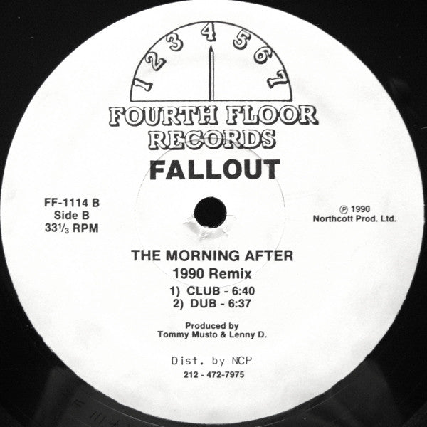 Image of Back Cover of 12" - /VG - FALLOUT, Altered States / The Morning After (1990 Remix) (Fourth Floor Records ; FF-1114, US 1990, Plain Sleeve), Light marks only, plays VG/VG+, - 2246110S