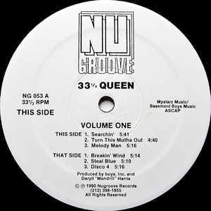 Image of Front Cover of 12" - /VG - 33 1/3 QUEEN, Volume One (Searchin / Breakin' Wind) (Nu Groove; NG053, US 1990), light marks only. pen on label - minor, - 2346093S