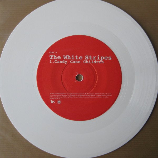 Image of Label Cover of 3024175E: 7" - THE WHITE STRIPES, Merry Christmas From... (V2; 63881-27769-7, US 2002, Picture Sleeve, White Vinyl) Slight Damage To Sleeve Opening VG+/EX