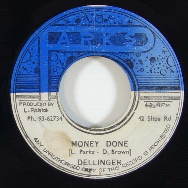 Image of Front Cover of 3124265E: 7" - DILLINGER / LLOYD PARKS, Money Done / Doney (Parks; , Jamaica 1970s) HWOL /G+