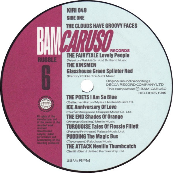 Image of Label Cover of LP - VG+/VG+ - VARIOUS, The Clouds Have Groovy Faces (Bam-Caruso Records; KIRI 049, UK 1986, Inner), A few light hairlines only and a few small creases on the sleeve., - 2926074E