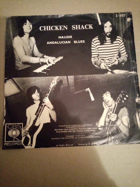 Image of Front Cover of 3324003E: 7" - CHICKEN SHACK, Maudie / Andalucian Blues (CBS Smooth Orange ; 2-597, 1970) VG/G+
