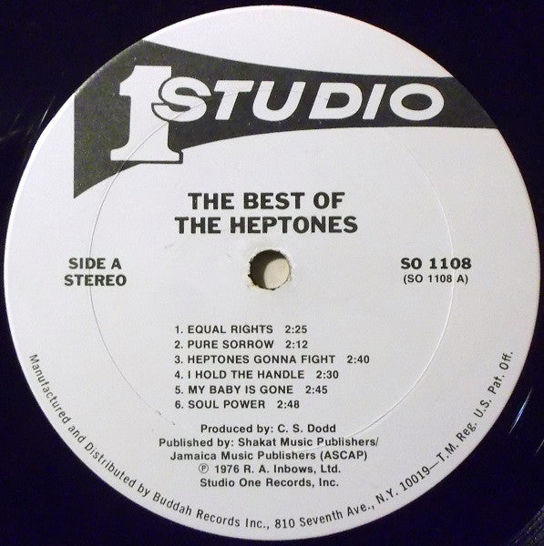 Image of Label Cover of 12" - VG+/VG - THE HEPTONES, The Best Of The Heptones (On Top) (Studio One; SO 1108, US 1976 Reissue, Pasteback Sleeve), Light lines, plays above grade, shiny copy. Sleeve is still in shrink., - 2916049C