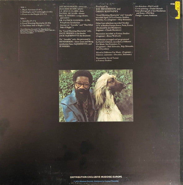 Image of Back Cover of LP - G+/VG - JOE HENDERSON, Black Narcissus (Milestone; 9106, France 1977, Laminated Front Sleeve), Light hairlines. Sleeve taped at top and bottom badly with masking tape, ringwear., - 3026172E