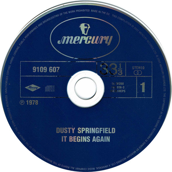 Image of Label Cover of CD - VG+/VG+ - DUSTY SPRINGFIELD, It Begins Again.... (Mercury; 586 006-2, UK 2002 Reissue, Jewel Case), , - 2616003C