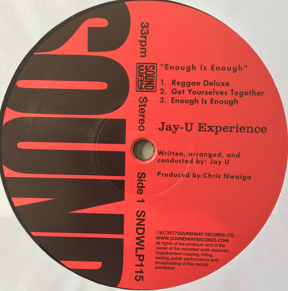 Image of Label Cover of 4225040E: LP - JAY-U EXPERIENCE, Enough Is Enough (Soundway; SNDWLP115, UK 2017 Reissue, Insert, 180 Gram Vinyl) VG+/VG
