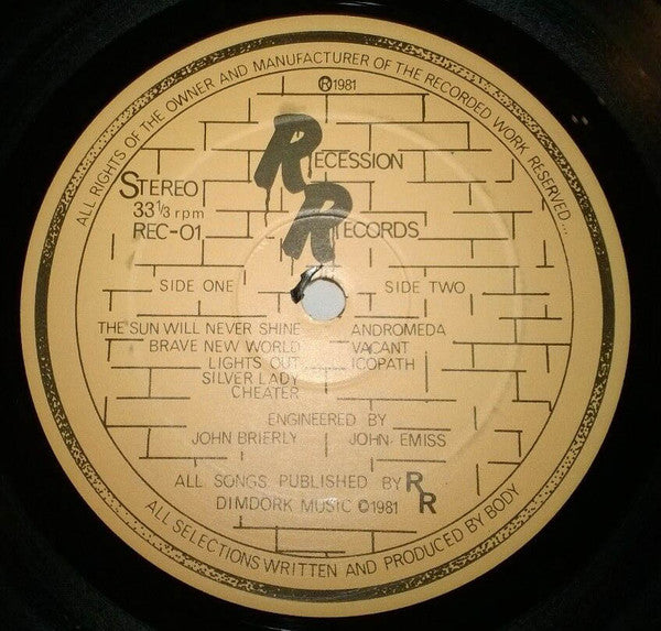 Image of Label Cover of LP - VG/VG - BODY, The Body Album (Recession; RR01, UK 1981, NO Magazine), , - 3624450E