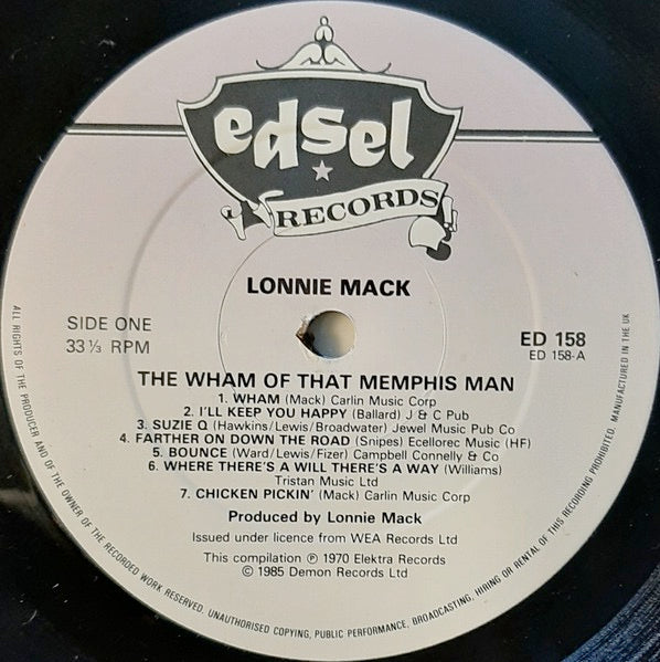 Image of Label Cover of 4415253C: LP - LONNIE MACK, The Wham Of That Memphis Man! (Edsel Records; ED 158, UK 1985 Reissue) VG/VG
