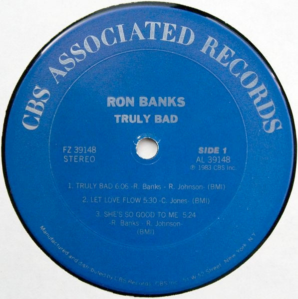 Image of Label Cover of LP - VG/VG - RON BANKS, Truly Bad (CBS Associated Records; FZ 39148, US 1983), Edge Wear. Light marks only, - 3526294E