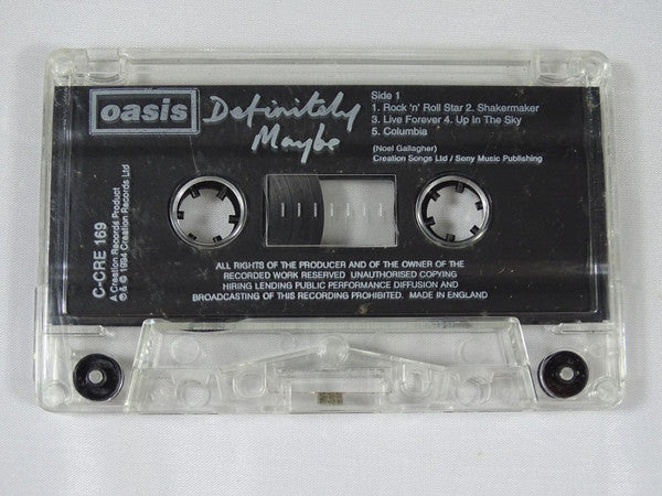 Image of Label Cover of Cassette - VG/VG+ - OASIS, Definitely Maybe (Creation Records; C-CRE169, UK 1994, Bars On Cassette Window), , - 3736150E