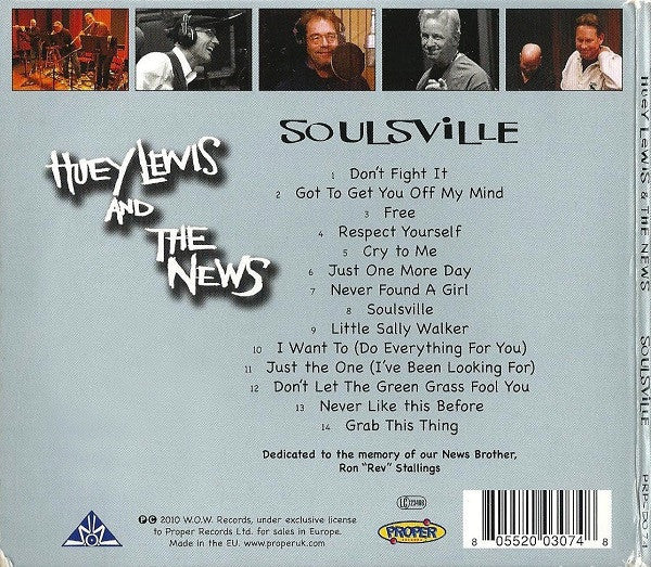 Image of Back Cover of 4234185E: CD - HUEY LEWIS AND THE NEWS, Soulsville (Proper Records; PRPCD074, Europe 2010, Gatefold) EX/EX