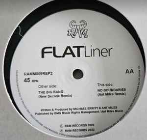 Image of Back Cover of 12" - VG+/VG - FLATLINER, The Big Bang (New Decade Remix) / No Boundaries (Ant Miles Remix) (Ram Records; RAMM009REP2, UK 2023, Die Cut Company Sleeve), Light Marks only. WOL., - 0826241E