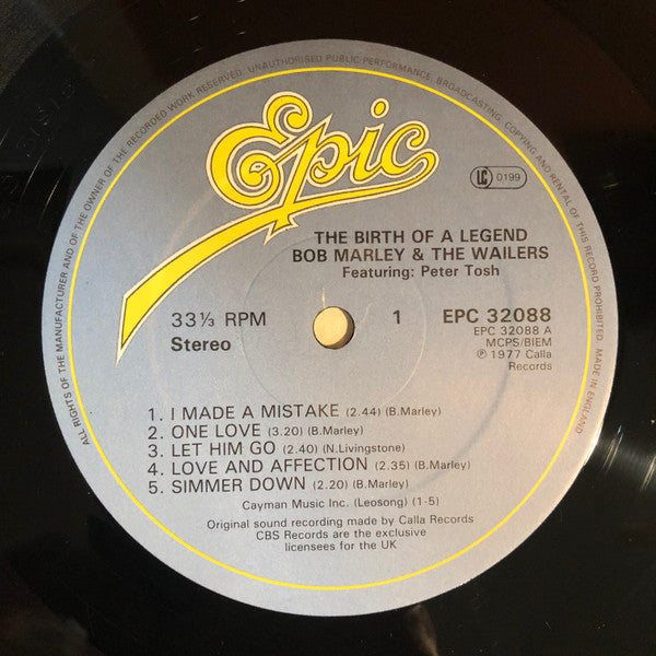 Image of Label Cover of LP - VG/VG+ - BOB MARLEY & THE WAILERS FEATURING PETER TOSH, The Birth Of A Legend (Epic; EPC 32088, UK 1980s Reissue), , - 1326246E