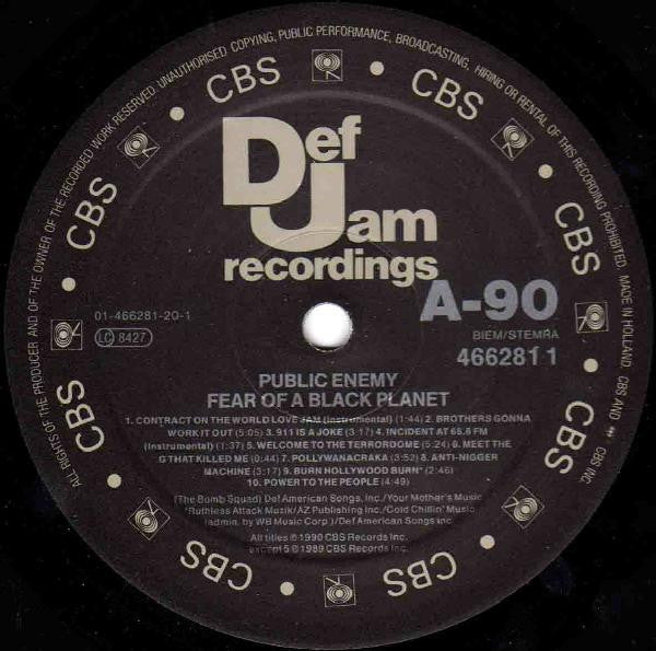 Image of Label Cover of LP - VG/VG - PUBLIC ENEMY, Fear Of A Black Planet (Def Jam; 466281, Europe 1990, Picture Sleeve, Inner, 231 Price Code), , - 2826284E