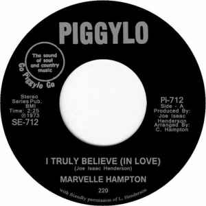 Image of Back Cover of 7" - /VG+ - MARVELLE HAMPTON, I Know How It Feels / I Truly Believe (In Love) (Tramp Records; 220, Germany 2017 Reissue), Light marks., - 4424113E