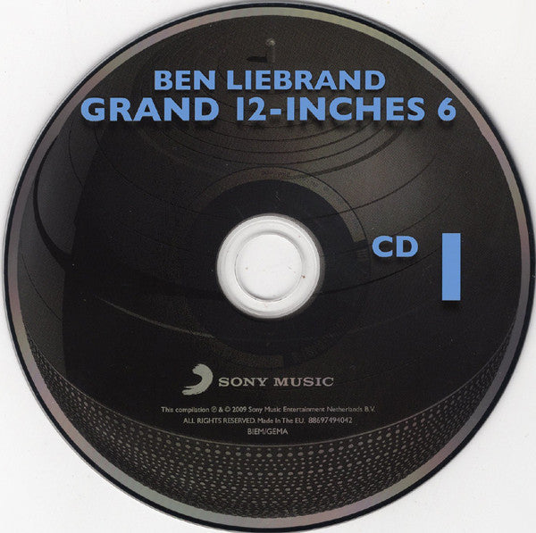 Image of Label Cover of 4xCD - VG/VG+ - BEN LIEBRAND, Grand 12-Inches 6 (Sony Music ; 88697494042, Netherlands 2009, Double CD Case, Inner), , - 2156011S