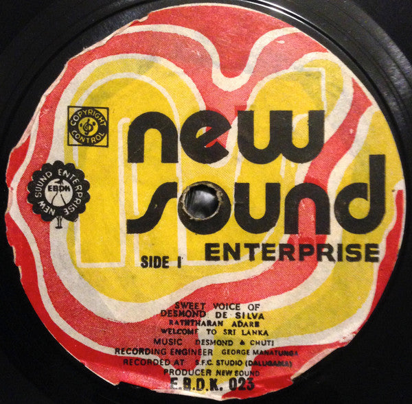Image of Front Cover of 4554115S: 7" - DESMOND DE SILVA, Sweet Voice Of Desmond De Silva (New Sound Enterprise; E.B.D.K. 023, Sri Lanka , Stamped Sleeve, Solid Centre) VG+/VG+