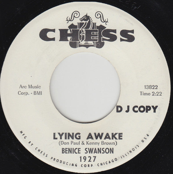 Image of Front Cover of 7" - /G+ - BENICE SWANSON, Lying Awake (Chess; 1927, US 1965, Promo), Light marks. Strong G+, - 4524048E