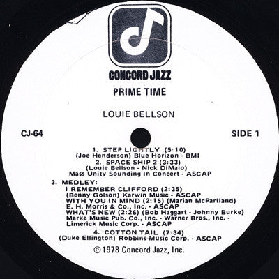 Image of Back Cover of 4724180E: LP - LOUIE BELLSON, Prime Time (Concord Jazz ; CJ-64, US 1978) VG+/EX