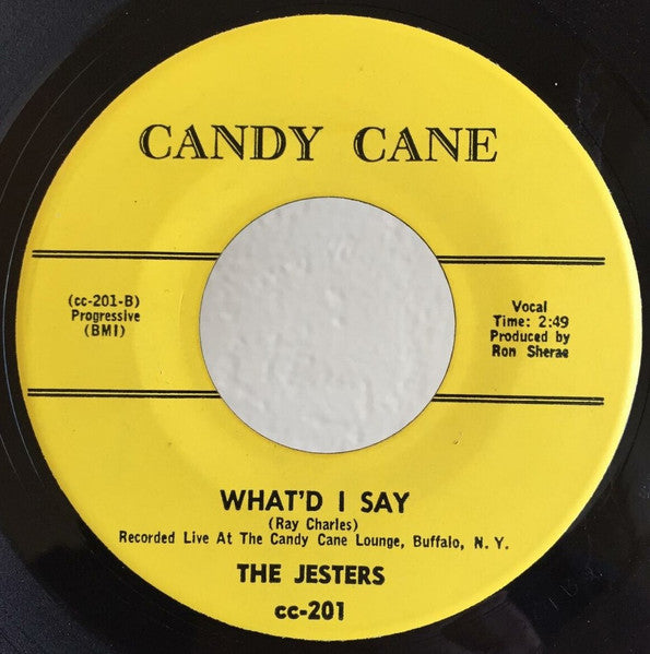 Image of Back Cover of 4854307S: 7" - THE JESTERS, The Big T / What'd I Say (Candy Cane; cc-201, US 1960s) Light marks. /VG