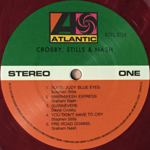 Image of Label Cover of LP - VG+/VG+ - CROSBY, STILLS & NASH, Crosby, Stills & Nash (Atlantic ; RCV1 8229, Worldwide 2019 Reissue, Textured Tip On Gatefold Sleeve, Insert, Burgundy Marbled Vinyl), , - 3126278E