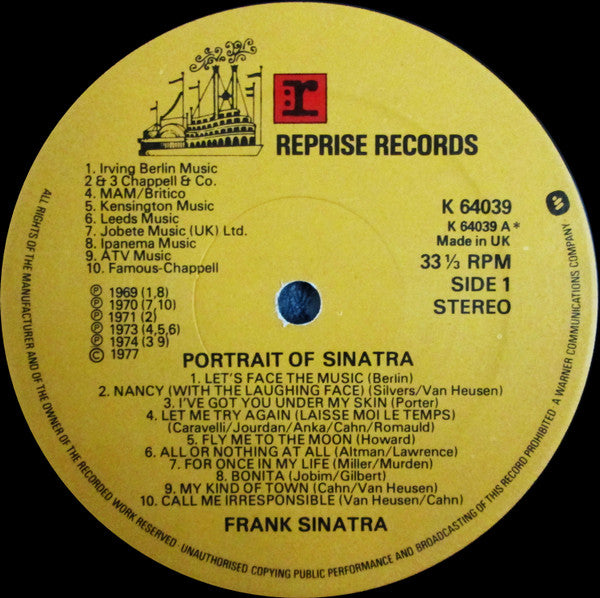 Image of Label Cover of 2xLP - VG/VG+ - FRANK SINATRA, Portrait Of Sinatra: Forty Songs From The Life Of A Man (Reprise Records; K 64039, UK 1970s, Gatefold), Sticker Damage To Sleeve, - 2526121E