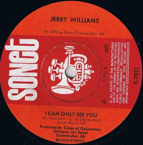 Image of Back Cover of 4914382C: 7" - JERRY WILLIAMS, Rikky Rock 'N Roller (Sonet; T-7931, Sweden 1975, Plain Sleeve, Written By Bjorn & Benny Of ABBA) /G+