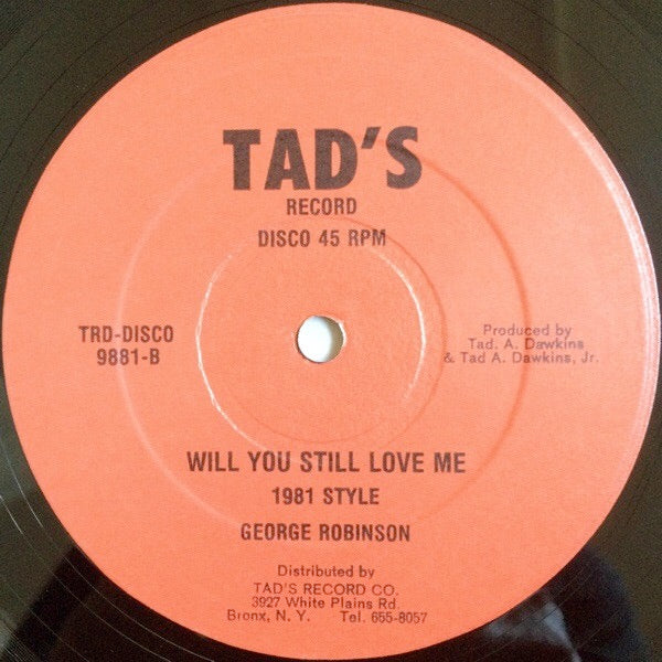 Image of Back Cover of 4914543C: 12" - HORACE ANDY / LINVAL THOMPSON, Have You Ever Been In Love / Ketch A Fire Babylon (Tad's Record; TRD 9881, US 1981, Misprint) In Reggae Disco 45 company sleeve (ring wear, edge and corner wear; light sticker damage and creasing) VG/VG