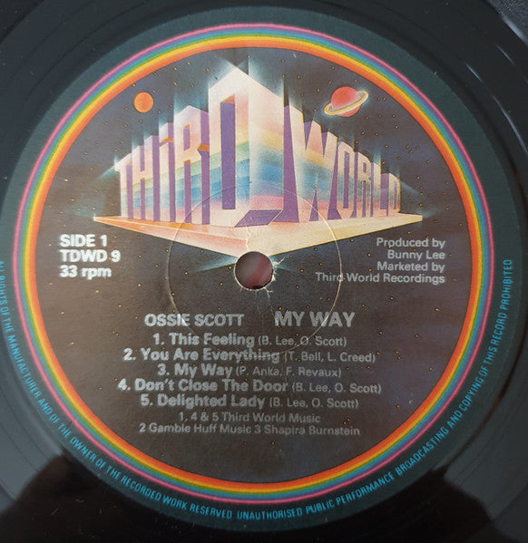 Image of Label Cover of 5044153S: LP - OSSIE SCOTT, My Way (Third World; TDWD 9, UK 1979) VG+/EX