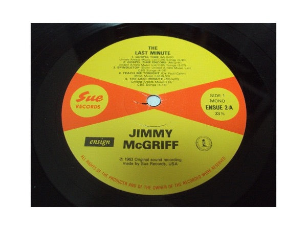 Image of Back Cover of 0115046C: LP - JIMMY MCGRIFF, The Last Minute (Ensign ; ENSUE 2, UK 1983 Reissue) Sticker residue to sleeve. VG/VG