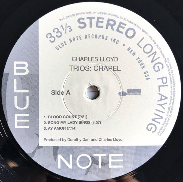 Image of Label Cover of LP - NEW/NEW - CHARLES LLOYD, Trios: Chapel (Blue Note; 4526650, Worldwide 2022, Gatefold), , - 0916378C