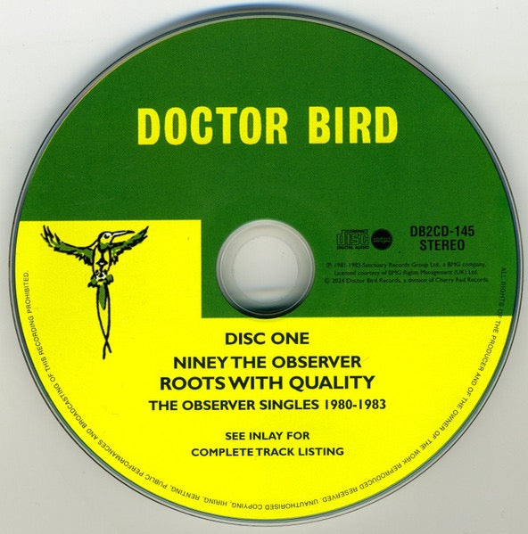 Image of Label Cover of 2xCD - EX/EX - NINEY THE OBSERVER, Roots With Quality (The Observer Singles 1980-1983) (Doctor Bird; DB2CD145, UK 2024 Reissue, Double CD Case), , - 2356127S