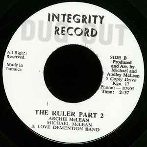 Image of Back Cover of 7" - /VG - ARCHIE MCLEAN, The Ruler (Integrity Record; , UK 2015 Reissue), Strong VG., - 2226198E