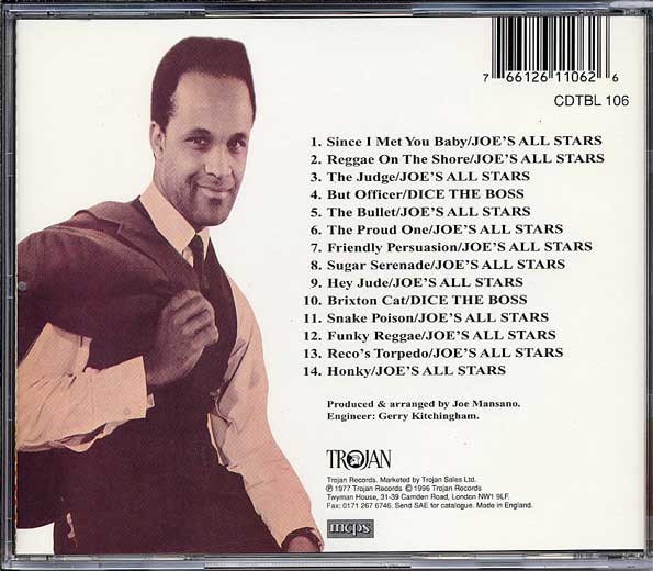 Image of Back Cover of 0335129E: CD - JOE'S ALL STARS, Brixton Cat (Trojan Records; CDTBL 106, UK 1996, Jewel Case) VG+/VG+