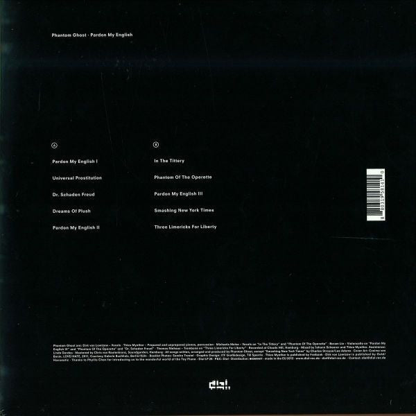 Image of Back Cover of 0345395S: LP - PHANTOM GHOST, Pardon My English (Dial; DIALLP26, Germany 2012, Gatefold In Stickered Shrinkwrap, Inner) EX/EX