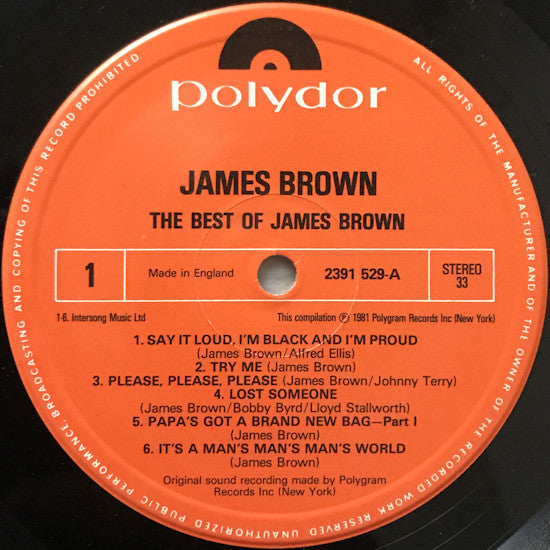 Image of Label Cover of LP - VG+/VG+ - JAMES BROWN, The Best Of James Brown (Polydor; 2391 529, UK 1981), , - 3446112S