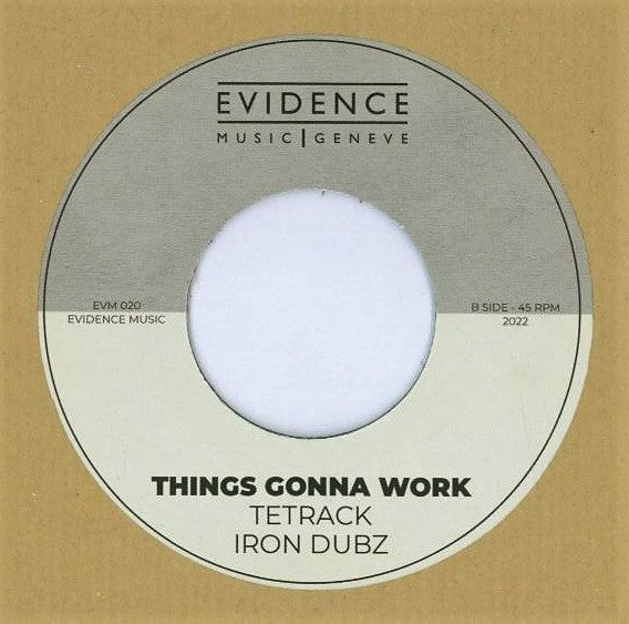 Image of Back Cover of 0415451C: 7" - AL CAMPBELL, IRON DUBZ, Buss Out A Street / Things Gonna Work (Evidence Music; EVM020, Switzerland 2022, Textured Brown Sleeve) Sleeve creased at corner VG/VG+