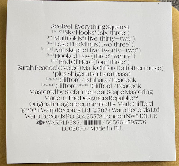 Image of Back Cover of Mini-LP - VG+/VG+ - SEEFEEL, Everything Squared (Warp Records; WARPLP385, Europe 2024), Still In Opened Shrinkwrap, - 3346008S