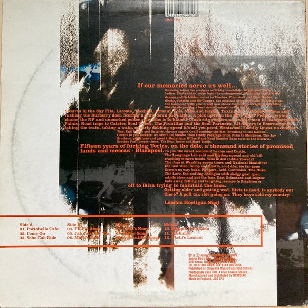 Image of Back Cover of 2xLP - VG/VG - THE BALLISTIC BROTHERS, London Hooligan Soul (Junior Boy's Own; JBO LP3, UK 1995, Picture Sleeve), light marks only. creasing bottom right sleeve - minor, - 3046351S
