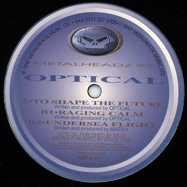 Image of Label Cover of 12" - VG/VG - OPTICAL, To Shape The Future (Metalheadz; METH 027, UK 1997, Picture Sleeve), Some hairline marks, plays VG., - 2846287S