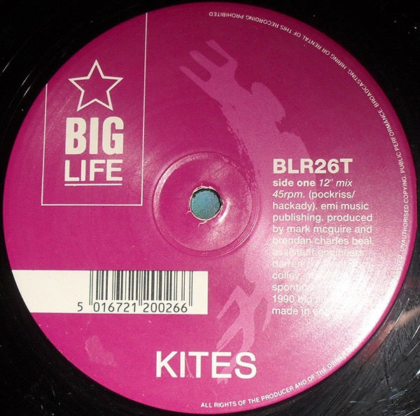 Image of Label Cover of 0715174C: 12" - ULTRAVIOLET, Kites (Big Life; BLR26T, UK 1990, Picture Sleeve) Light Marks only. VG/VG