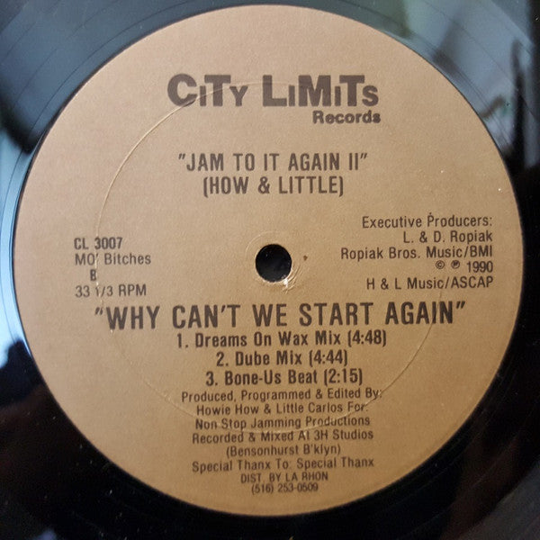 Image of Label Cover of 12" - VG/VG - HOW & LITTLE, Jam To It Again II (City Limits; CL 3007, US 1990, Company Sleeve), Record pressed very slightly off-centre. Sleeve shrink-wrapped with wear along opening and some at edges, - 0715377C