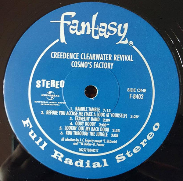 Image of Label Cover of LP - VG+/VG+ - CREEDENCE CLEARWATER REVIVAL, Cosmo's Factory (Fantasy; 8402, Europe 2008 Reissue, 180 Gram Vinyl), Corner crease, Still In Opened Shrinkwrap, - 2646004S