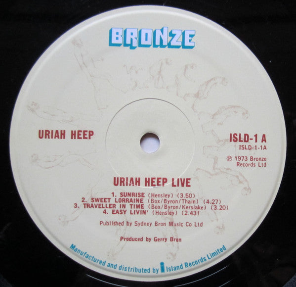 Image of Label Cover of 0815306C: 2xLP - URIAH HEEP, Uriah Heep Live (Bronze; ISLD 1, UK 1973, Gatefold, Stapled In Booklet) Fair few light surface marks, Sleeve has wear to edges VG/G+
